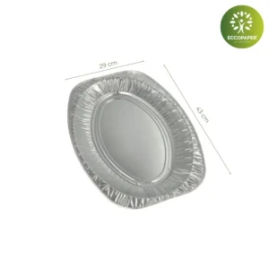 Bandejas de Aluminio 43x29cm, amplias y prácticas para almacenar grandes cantidades de alimentos en eventos.