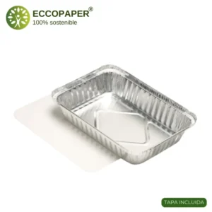 Bandejas Aluminio 800ml, prácticas para catering o servicios de comida rápida.