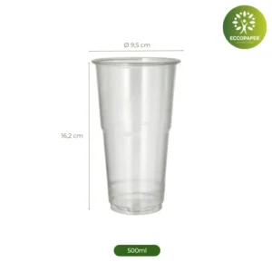 Vasos biodegradables Bioplástico Natural 500ml ecológicos y económicos.