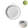 Platos redondos biodegradables Ø20cm para comidas elegantes y sostenibles.