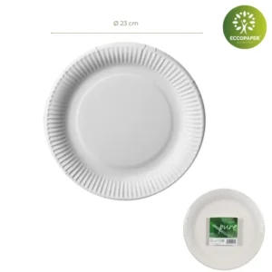 Platos reciclables Ø23cm ideales para eventos conscientes.