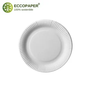 Compactos platos redondos biodegradables Ø23cm para catering moderno.