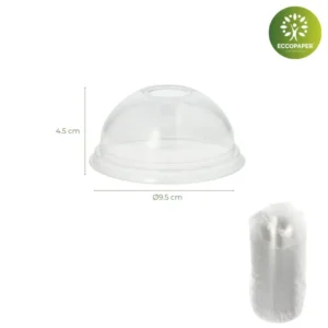 Tapas cúpula para vasos Ø9.5cm, ideal para vasos grandes con batidos y granizados.