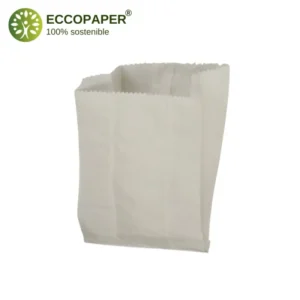 Bolsa para panaderías 35x15x7cm de papel kraft alimentario, perfecta para contacto seguro con alimentos.