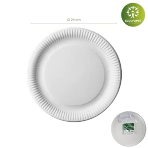 Platos redondos ecológicos Ø29cm perfectos para decoraciones prácticas.