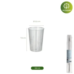 Vasos Reutilizables 100ml, ideales para un consumo responsable.