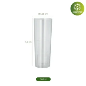 Vasos reutilizables de tubo 300ml para fiestas y eventos.