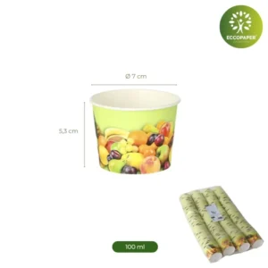 Tarrinas para helados 100ml resistentes y amigables con el medio ambiente.