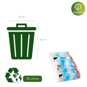 Bolsa para Basura 18 Litros sostenible y resistente, ideal para pequeños volúmenes de residuos.