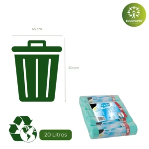 Bolsa para Basura 20 Litros práctica y resistente, diseñada para residuos ligeros.