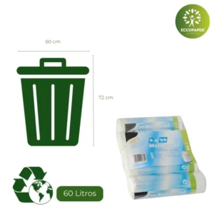 Bolsa para Basura 60 Litros sostenible y resistente, ideal para comercios comprometidos.