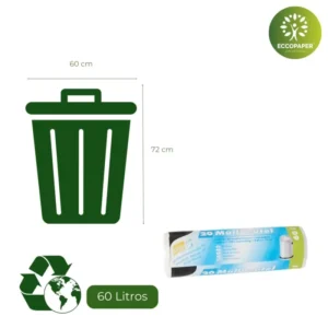 Bolsa para Basura 60 Litros económica y práctica, perfecta para comercios conscientes.
