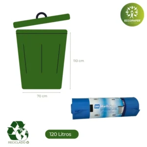 Sacos Resistentes para Basura 120 Litros, ecológicos y económicos para grandes comercios.