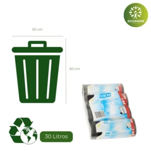 Bolsa para Basura 30 Litros económica y sostenible, perfecta para pequeños comercios.