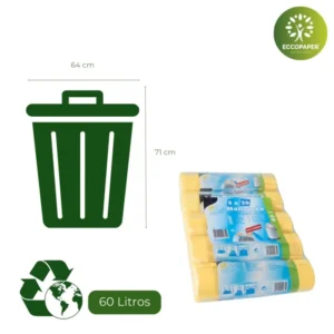 Bolsa para Basura 60 Litros práctica y resistente, diseñada para comercio ecológico.