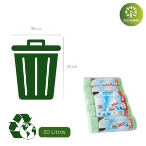 Bolsa para Basura 30 Litros reciclada y robusta, perfecta para comercio ecológico.