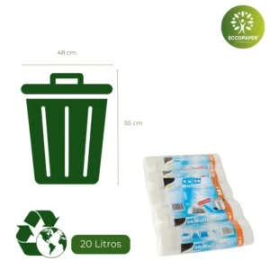 Bolsa para Basura 20 Litros reciclable y sostenible, ideal para comercios pequeños.