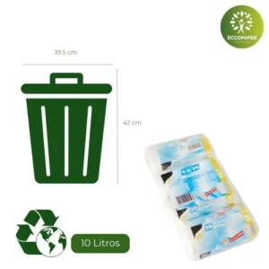 Bolsa para Basura 10 Litros reciclable y sostenible, ideal para pequeños residuos.