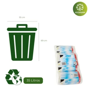Bolsa para Basura 35 Litros práctica y sostenible, diseñada para comercio responsable.