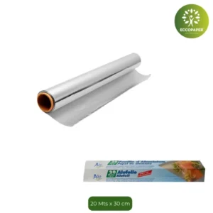 Papel Aluminio 20mts x 30cm práctico para envolver y almacenar alimentos.