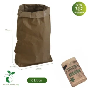 Bolsa para Basura 10 Litros reciclada y robusta, perfecta para el manejo eficiente de residuos.