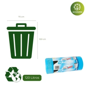 Bolsa para Basura 120 Litros práctica y reciclable, diseñada para comercio ecológico.