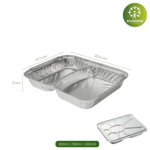 Bandejas de Aluminio con Tapa 830ml, versátiles y funcionales, diseñadas para mantener alimentos frescos.