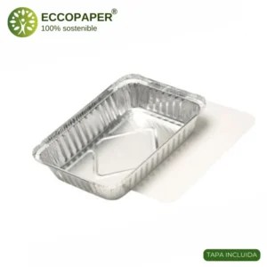 Bandejas de Aluminio 800ml, funcionales para catering y servicios de comida rápida.