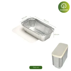 Bandejas de Aluminio 700ml, compactas y prácticas, ideales para almacenar alimentos frescos.