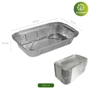 Bandejas de Aluminio 650ml, prácticas y ligeras, perfectas para almacenar alimentos individuales.