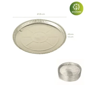 Bandejas de Aluminio Ø25x1.5cm, compactas y prácticas, adecuadas para quiches o tartas pequeñas.