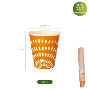 Vasos de cartón decorados 250ml, sostenibilidad con estilo.