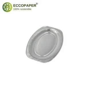 Bandejas de Aluminio 35x24.5cm, resistentes y adecuadas para comidas principales en eventos.