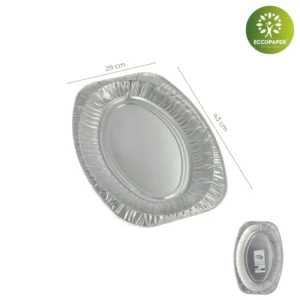 Bandejas de Aluminio 43x29cm, amplias y funcionales para catering y eventos grandes.
