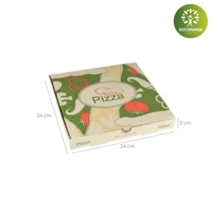 Cajas de cartón para pizza 24x24x3cm ideal para presentar pizzas pequeñas.