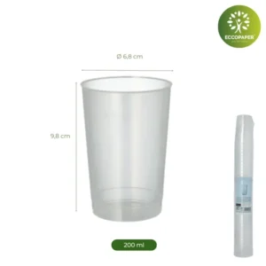 Vasos reutilizables irrompibles 200ml, ecológicos y funcionales.