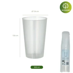Vasos reutilizables 300ml irrompibles para uso diario.