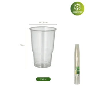 Vasos biodegradables en Bioplástico Natural 250ml.