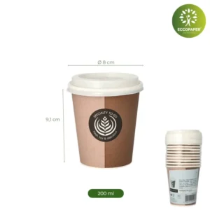 Vasos para café 200ml con diseño ecológico y elegante.