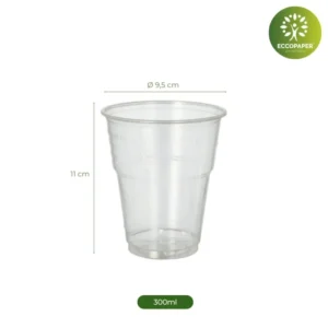 Vasos ecológicos Bioplástico Natural 300ml biodegradables.