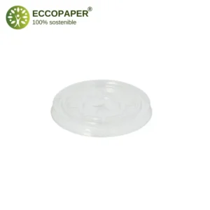 Tapas plana para vasos Ø9.5cm, perfecta para evitar derrames y mantener la calidad de los productos.