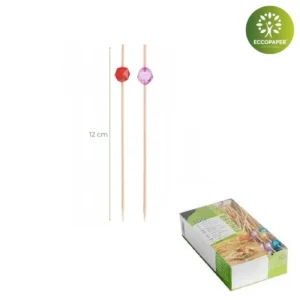 Pinchos decorativos biodegradables 12cm para catering elegante.