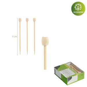 Pinchos decorativos biodegradables 7cm para aperitivos elegantes.