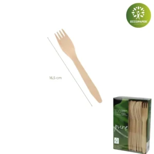 Tenedor de madera natural 16.5cm.