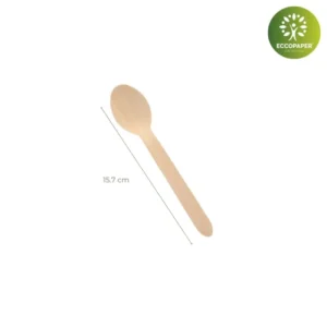 Cucharas de Madera 15.7cm - Reciclables y naturales, contribuyendo al cuidado del medio ambiente.