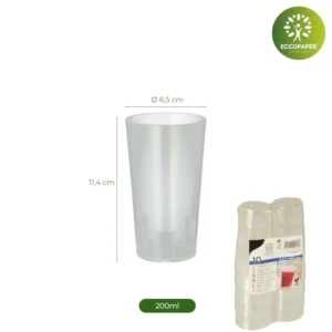 Vasos irrompibles 200ml para uso diario y eventos.