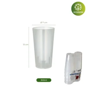 Vasos irrompibles 300ml resistentes para uso prolongado.