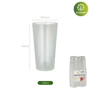 Vasos irrompibles de 400ml, ideales para cualquier ocasión.