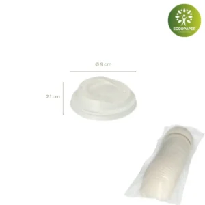 Tapas para vasos Ø9x2.1cm, perfecta para el servicio de bebidas con responsabilidad ecológica.