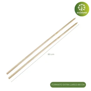 Brochetas de madera 80x8mmx8mm sostenibles para barbacoas.